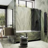 Товар: Шторка на ванну Maybah Glass MGV-78-6ш 400x1400 в широком профиле Черный стекло графитовое - фото 3 Шторка на ванну Maybah Glass MGV-78-6ш 400x1400 в широком профиле Черный стекло графитовое — фото 3, Неподвижные шторки для ванной