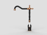 Смеситель для кухни GPD Retro Colored MTE180-S-R Черный матовый Розовое золото — фото 2, Смесители