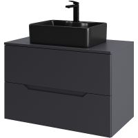 Тумба с раковиной Orange Line 80 Li-80TugMDF+B01-475MB подвесная Графит матовый — фото 1, Мебель для ванной