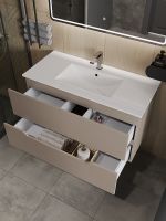 Товар: Тумба с раковиной Orange Line 100 Li-100TuL+Ra подвесная Латте матовый - фото 3 Тумба с раковиной Orange Line 100 Li-100TuL+Ra подвесная Латте матовый — фото 3, Мебель для ванной