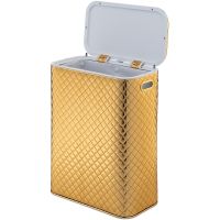 Корзина для белья Geralis SGG-B Ромб стежка Золото, кант Золото, стандартная — фото 2, Корзины для белья