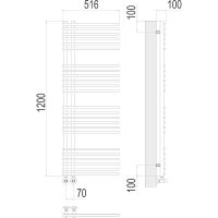 Водяной полотенцесушитель Terminus Астра П24 70х1200 4670078530509 Хром, нижнее подключение, G 1/2" ВР, с комплектом вентилей — фото 5, Водяные полотенцесушители