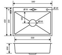 Кухонная мойка Ростовская Мануфактура Сантехники 58 MR-5843BL Графит — фото 5, Кухонные мойки