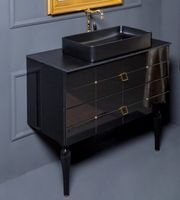 Тумба под раковину Boheme Armadi Art Vallessi Avangarde Piazza 100 841-100-BG подвесная Черный глянец Золото — фото 8, Мебель для ванной