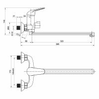Товар: Смеситель для ванны WesnaArt Luch LUC15-320 универсальный Хром - фото 2 Смеситель для ванны WesnaArt Luch LUC15-320 универсальный Хром — фото 2, Смеситель для ванны