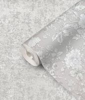 Обои Prima Italiana Carnevale 80705 Винил на флизелине (1,06*10) Серый/Белый, Цветы/Листья — фото 3, Обои для стен