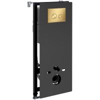 Инсталляция WasserKRAFT Abens 20TLT.010.ME.BL.MG01 для унитаза Черное стекло с клавишей смыва Золото матовое — фото 2, Инсталляции для унитазов