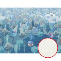 Фреска детская Ortograf Детские 8328 Фактура флок FLK Флизелин (3,6*2,7) Бирюзовый/Зеленый, Деревья/Домики — фото 1, Фрески