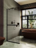 Товар: Душевая перегородка Maybah Glass MGD-733-6у 890x1950 в узком профиле Черный стекло бронзовое - фото 2 Душевая перегородка Maybah Glass MGD-733-6у 890x1950 в узком профиле Черный стекло бронзовое — фото 2, Душевые перегородки