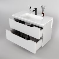 Тумба под раковину Style Line Марелла 90 Люкс Plus подвесная Белый глянец антискрейтч арт-СС-00002414 — фото 3, Тумбы под раковину