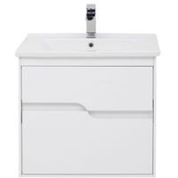 Тумба с раковиной Aquanet Модена 65 212661 подвесная Белый глянец — фото 2, Тумбы с раковиной