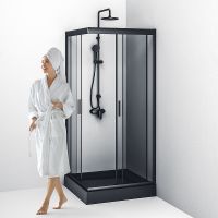 Душевой уголок AM.PM Gem 90х90 W90G-403-090BT профиль Черный матовый стекло прозрачное — фото 10, Квадратные душевые уголки