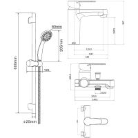 Комплект смесителей Orange OneLife P07-511b Черный матовый — фото 10, Готовые комплекты для ванной комнаты