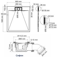 Товар: Душевой поддон из стеклопластика WasserKRAFT Elbe 100x90 74T22 Черный матовый - фото 2 Душевой поддон из стеклопластика WasserKRAFT Elbe 100x90 74T22 Черный матовый — фото 2, Душевые поддоны
