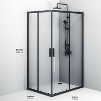 Душевой уголок AM.PM Gem S 120х90 W93G-404-120290-BT профиль Черный матовый стекло прозрачное — фото 8, Прямоугольные душевые уголки