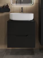 Тумба с раковиной Orange Line 60 Li-60TubMDF+B07-540W подвесная Черная матовая — фото 3, Мебель для ванной