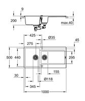 Товар: Кухонная мойка Grohe K500 100 31646AP0 Черный гранит - фото 6 Кухонная мойка Grohe K500 100 31646AP0 Черный гранит — фото 6, Кухонные мойки
