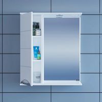 Зеркало со шкафом СанТа Родос 60 L 106015 с подсветкой Белое — фото 1, Зеркальные шкафы в ванную