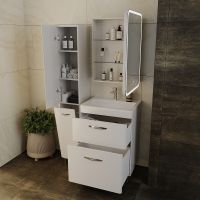 Шкаф пенал Style Line Каре Люкс Plus 30 с бельевой корзиной Белый арт-СС-00002325 — фото 13, Пеналы для ванной комнаты