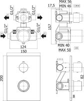 Смеситель для душа Paffoni Light с термостатом Черный матовый арт-LIQ518NO/M — фото 2, Смеситель для душа