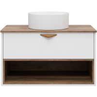 Тумба под раковину Brevita Bergen 90 BER-07090-19-01-1Я подвесная Белая матовая Дуб Галифакс олово — фото 3, Мебель для ванной