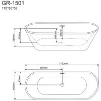 Акриловая ванна Grossman Forta 170х80 GR-1501 без гидромассажа — фото 3, Акриловые ванны