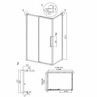 Душевой уголок Grossman Cosmo 130х90 120.K33.02.1390.21.02 профиль Черный матовый стекло шиншилла — фото 10, Прямоугольные душевые уголки