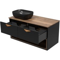 Тумба под раковину Brevita Bergen 105 BER-07105-19-02-2Я подвесная Черная матовая Дуб Галифакс олово — фото 11, Мебель для ванной