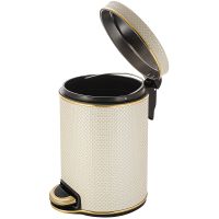 Ведро для мусора Geralis V-RWG-B Ромб Белое, кант Золото, 5 л — фото 2, Мусорные ведра