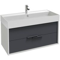 Тумба под раковину Jacob Delafon Vivienne 100 EB1585-N18-M76 подвесная Насыщенная серая матовая Белая глянцевая — фото 1, Мебель для ванной