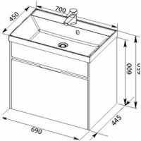 Тумба с раковиной Aquanet Латина 70 212834 подвесная Белый глянец — фото 4, Тумбы с раковиной