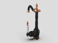 Смеситель для раковины GPD Retro Colored MTL180-S-R Черный матовый Розовое золото — фото 4, Смесители