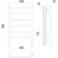 Электрический полотенцесушитель Terminus Аврора П6 400х650 4670078531148 Хром — фото 4, Электрические полотенцесушители