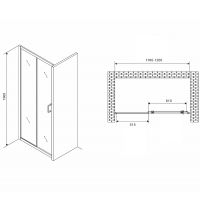 Душевая дверь Abber Schwarzer Diamant 120 AG301205 профиль Хром стекло прозрачное — фото 4, Раздвижные душевые двери