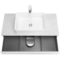 Тумба под раковину Aquaton Марбл 100 1A276301MH4C0 подвесная Слэйт Белый матовый — фото 14, Мебель для ванной