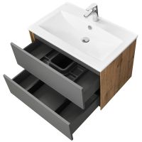 Тумба под раковину Aquaton Сохо 75 1A258101AJA00 подвесная Дуб веллингтон Графит софт — фото 3, Тумбы под раковину