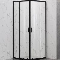 Душевой уголок Veconi Rovigo RV-202B 80х80 RV202B-80-01-C6 профиль Черный матовый стекло прозрачное — фото 2, Душевые уголки четверть круга