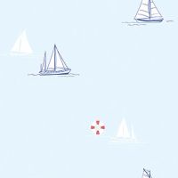 Обои детские Andrea Rossi Kids Land 54270-1 Винил на флизелине (1,06*10,05) Голубой, Корабли — фото 1, Обои для стен