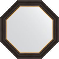 Зеркало Evoform Octagon 64х64 BY 3875 в багетной раме - Черное дерево с золотом 71 мм — фото 1, Мебель для ванной