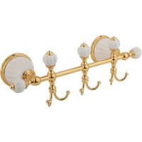 Вешалка для полотенец Migliore Olivia 17463 Золото Белая — фото 1, Крючки для полотенец