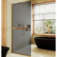 Душевая перегородка Maybah Glass MGD-712-3у 1090x1950 в узком профиле Золото стекло графитовое матовое — фото 1, Душевые перегородки