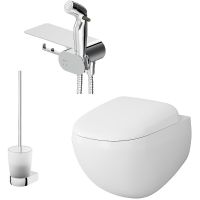 Унитаз AM.PM Sensation FlashClean CK30H0904W подвесной с гигиеническим душем и ершиком с сиденьем Микролифт — фото 1, Подвесные унитазы