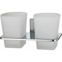 Стакан для зубных щеток WasserKRAFT Leine K-5028D двойной Хром — фото 1, Мыльницы