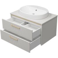 Товар: Тумба с раковиной Brevita Elche 80 УТ000022432 подвесная Серый кашемир Золото - фото 3 Тумба с раковиной Brevita Elche 80 УТ000022432 подвесная Серый кашемир Золото — фото 3, Мебель для ванной