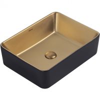 Раковина-чаша Abber Rechteck 49 AC2212BG Золото матовое Черная — фото 1, Раковины накладные