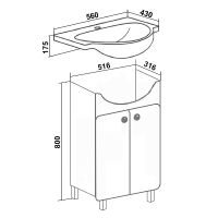 Тумба под раковину Runo Капри 55 Белая арт-УТ000003778 — фото 5, Тумбы под раковину
