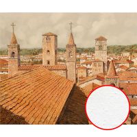 Фреска Ortograf Городской пейзаж живопись 11747 Фактура бархат FX Флизелин (3,3*2,7) Бежевый/Оранжевый, Город/Живопись — фото 1, Фрески