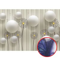 Фреска Ortograf 3D 33127 Фактура бархат серебро FX-S Флизелин (3,9*2,7) Белый, Цветы/Абстракция — фото 1, Фрески