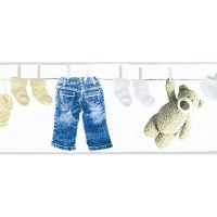 Бордюр детский AS Creation Little Stars 35846-1 Винил на флизелине (0,17*5) Серый/Синий, Животные/Предметы — фото 1, Обои для стен