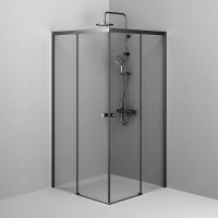 Душевой уголок AM.PM X-Joy 100х100 W94G-403-100100-BТ1К профиль Черный матовый стекло прозрачное — фото 1, Квадратные душевые уголки